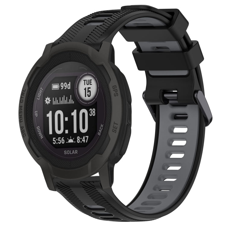 For Garmin Instinct 2 Sports Two-Color Silicone Watch Band(Black+Grey) - Watch Bands by PMC TechLife | Online Shopping South Africa | PMC TechLife