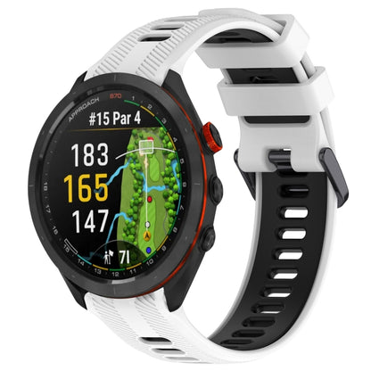 Compatible with Garmin Approach S70 47mm Sports Two-Color Silicone Watch Band(White+Black) - Watch Bands by PMC Jewellery | Online Shopping South Africa | PMC Jewellery | Buy Now Pay Later Mobicred