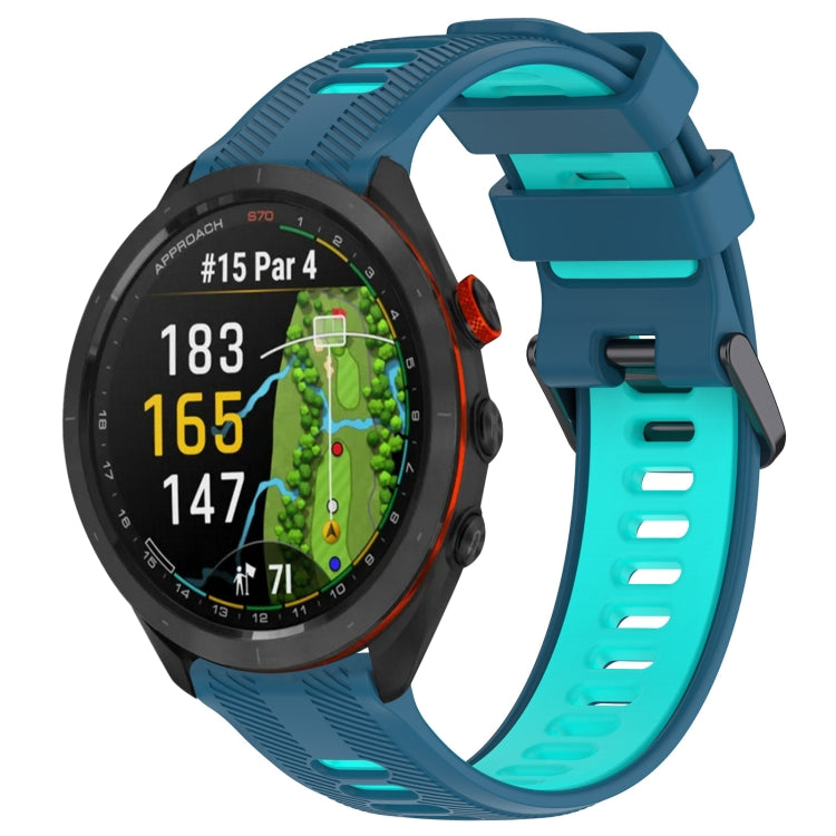 For Garmin Approach S70 47mm Sports Two-Color Silicone Watch Band(Blue+Teal) - Watch Bands by PMC TechLife | Online Shopping South Africa | PMC TechLife