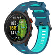 For Garmin Approach S70 47mm Sports Two-Color Silicone Watch Band(Blue+Teal) - Watch Bands by PMC TechLife | Online Shopping South Africa | PMC TechLife