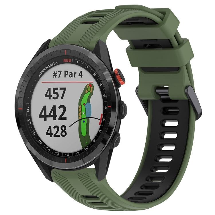 For Garmin Approach S62 Sports Two-Color Silicone Watch Band(Army Green+Black) - Watch Bands by PMC TechLife | Online Shopping South Africa | PMC TechLife