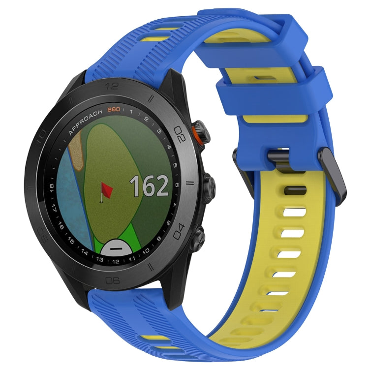 For Garmin Approach S60 Sports Two-Color Silicone Watch Band(Blue+Yellow) - Watch Bands by PMC TechLife | Online Shopping South Africa | PMC TechLife