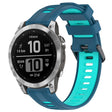 For Garmin Fenix 7 Sports Two-Color Silicone Watch Band(Blue+Teal) - Watch Bands by PMC TechLife | Online Shopping South Africa | PMC TechLife