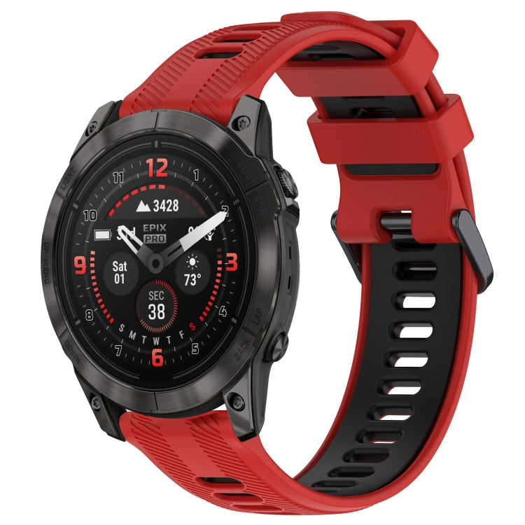 For Garmin EPIX Pro 47mm Sports Two-Color Silicone Watch Band(Red+Black) - Watch Bands by PMC TechLife | Online Shopping South Africa | PMC TechLife