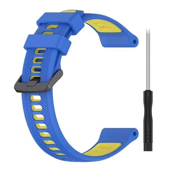 For Garmin EPIX Pro 47mm Sports Two-Color Silicone Watch Band(Blue+Yellow)