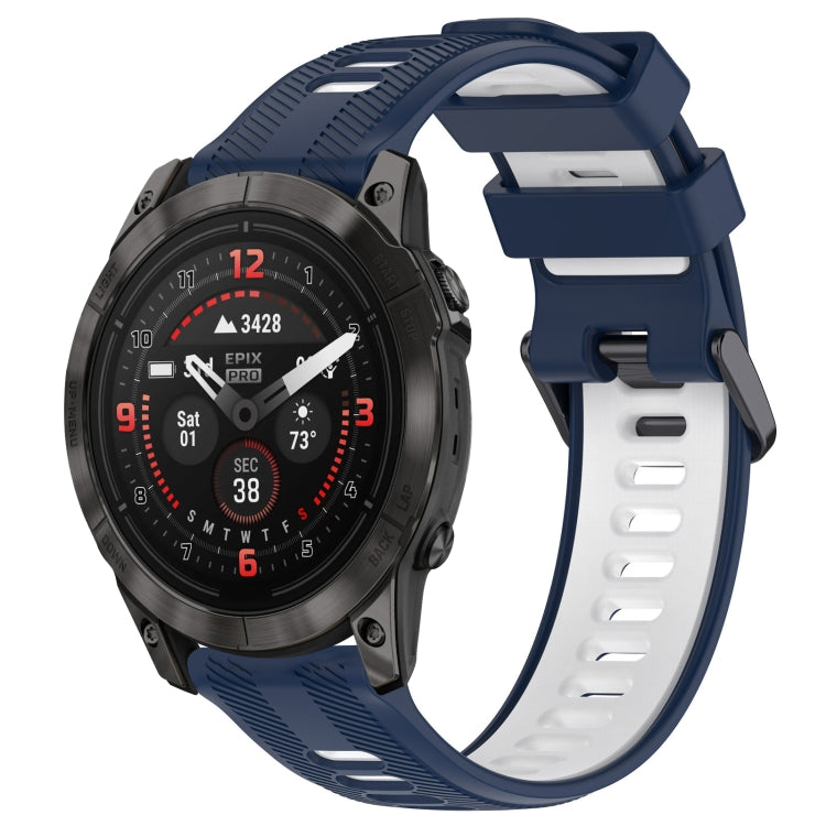For Garmin EPIX Pro 47mm Sports Two-Color Silicone Watch Band(Midnight Blue+White) - Watch Bands by PMC TechLife | Online Shopping South Africa | PMC TechLife