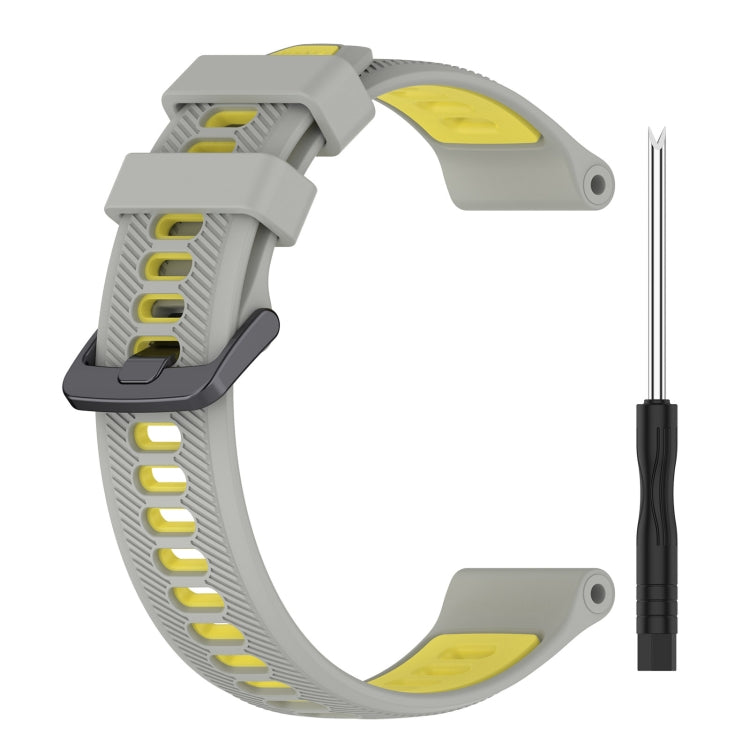 For Garmin Fenix 6 Pro Sports Two-Color Silicone Watch Band(Grey+Yellow)