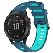 For Garmin Fenix 6 Pro Sports Two-Color Silicone Watch Band(Blue+Teal)