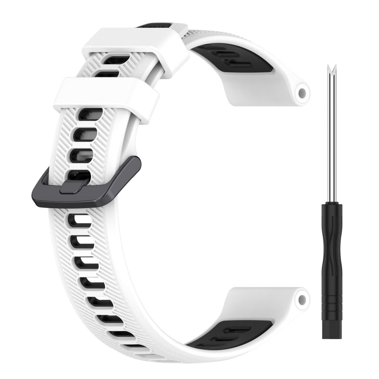 For Garmin Fenix 5 Plus Sports Two-Color Silicone Watch Band(White+Black) - Watch Bands by PMC TechLife | Online Shopping South Africa | PMC TechLife