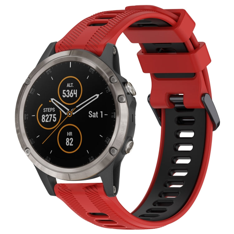 For Garmin Fenix 5 Plus Sports Two-Color Silicone Watch Band(Red+Black) - Watch Bands by PMC TechLife | Online Shopping South Africa | PMC TechLife