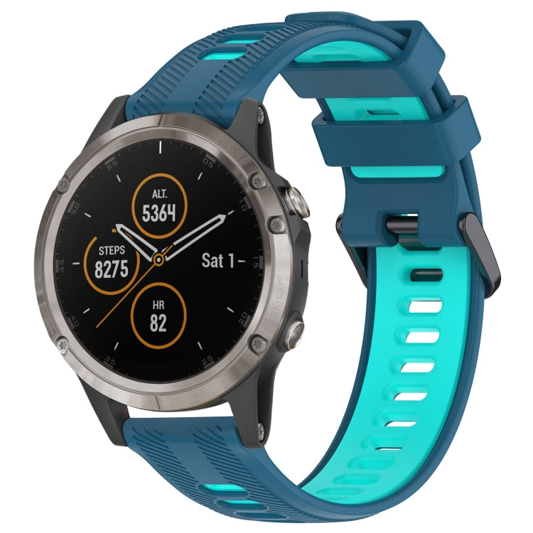 For Garmin Fenix 5 Plus Sports Two-Color Silicone Watch Band(Blue+Teal) - Watch Bands by PMC TechLife | Online Shopping South Africa | PMC TechLife