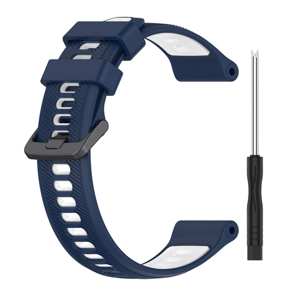 For Garmin Fenix 5 Plus Sports Two-Color Silicone Watch Band(Midnight Blue+White)