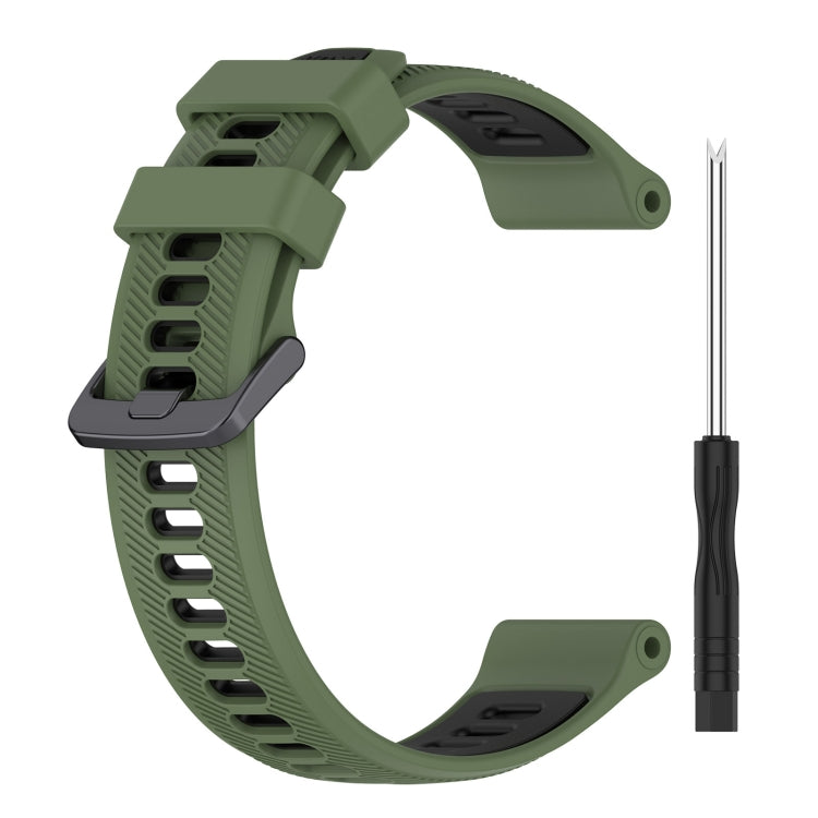 For Garmin Fenix 5 Sports Two-Color Silicone Watch Band(Army Green+Black) - Watch Bands by PMC TechLife | Online Shopping South Africa | PMC TechLife