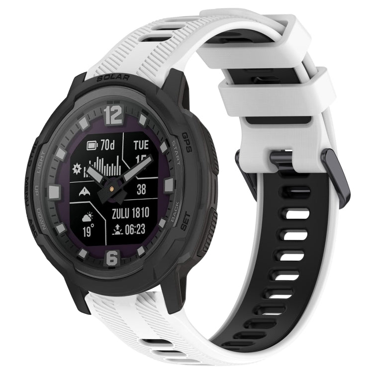 For Garmin Instinct Crossover Sports Two-Color Silicone Watch Band(White+Black) - Watch Bands by PMC TechLife | Online Shopping South Africa | PMC TechLife