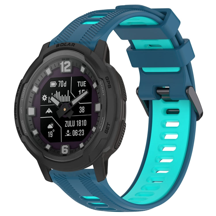 For Garmin Instinct Crossover Sports Two-Color Silicone Watch Band(Blue+Teal) - Watch Bands by PMC TechLife | Online Shopping South Africa | PMC TechLife