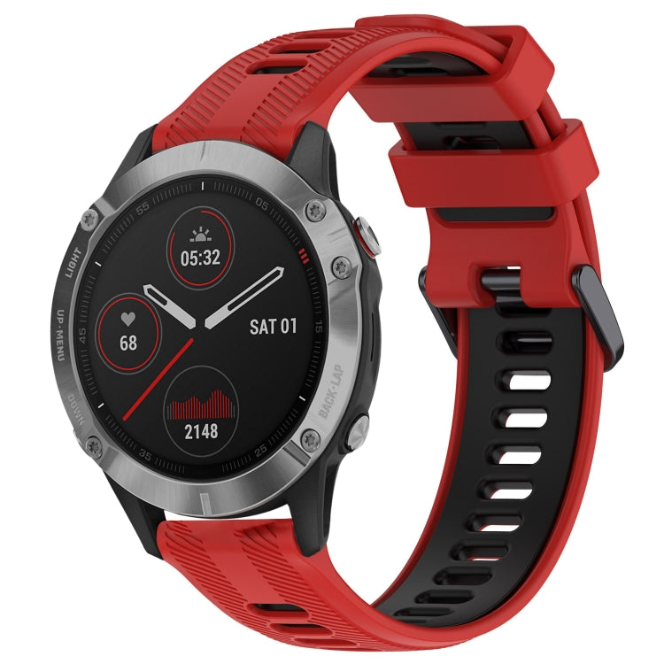 For Garmin Fenix 6 Solar Sports Two-Color Silicone Watch Band(Red+Black) - Watch Bands by PMC TechLife | Online Shopping South Africa | PMC TechLife
