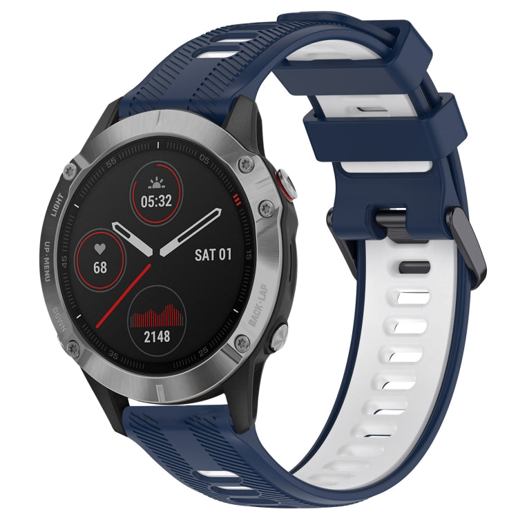 For Garmin Fenix 6 Solar Sports Two-Color Silicone Watch Band(Midnight Blue+White) - Watch Bands by PMC TechLife | Online Shopping South Africa | PMC TechLife