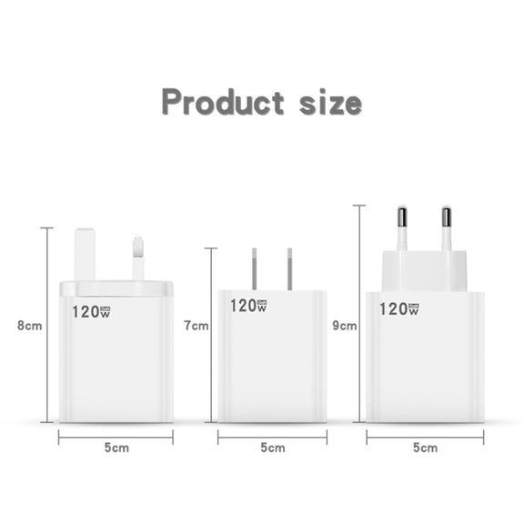 120W USB Super Fast Charging Charger, Plug Size:US Plug