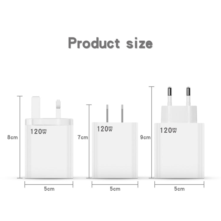 120W USB Super Fast Charging Charger, Plug Size:US Plug