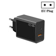 GaN PD48W Type-C PD3.0 + USB3.0 Notebook Adapter for  MacBook Series ，EU Plug(Black) - Cable & Adapter by PMC TechLife | Online Shopping South Africa | PMC TechLife