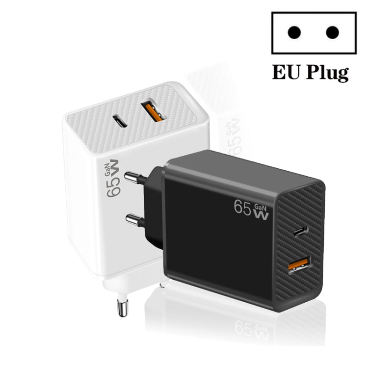 GaN PD48W Type-C PD3.0 + USB3.0 Notebook Adapter for  MacBook Series ，EU Plug(Black)