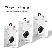 GaN PD48W Type-C PD3.0 + USB3.0 Notebook Adapter for  MacBook Series ，EU Plug(Black)