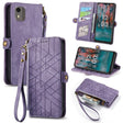 For Nokia C12 Geometric Zipper Wallet Side Buckle Leather Phone Case(Purple) - free shipping - PMC TechLife - Order now!