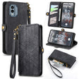 For Nokia X30 5G Geometric Zipper Wallet Side Buckle Leather Phone Case(Black) - Nokia Cases by PMC TechLife | Online Shopping South Africa | PMC TechLife