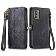 For Nokia X30 5G Geometric Zipper Wallet Side Buckle Leather Phone Case(Black)