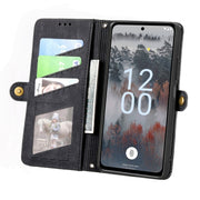 For Nokia X30 5G Geometric Zipper Wallet Side Buckle Leather Phone Case(Black)
