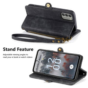 For Nokia X30 5G Geometric Zipper Wallet Side Buckle Leather Phone Case(Black)