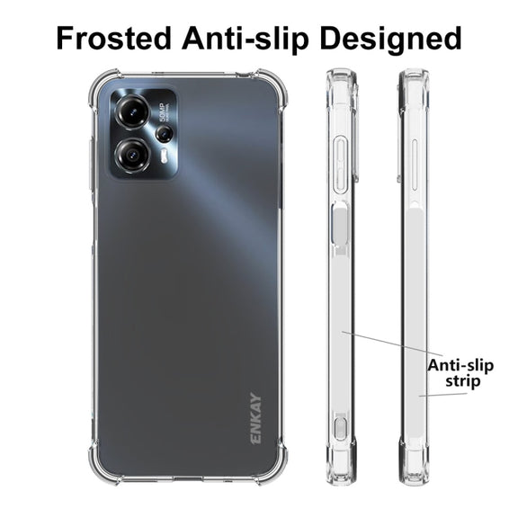 For Motorola Moto G23 4G ENKAY Transparent TPU Shockproof Phone Case with Glass Film