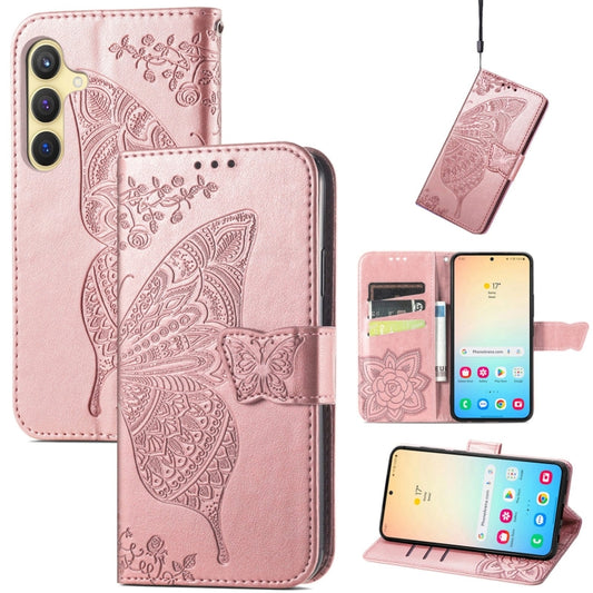 For Samsung Galaxy A25 5G Butterfly Love Flower Embossed Leather Phone Case(Rose Gold) - free shipping - PMC Jewellery - Order now!