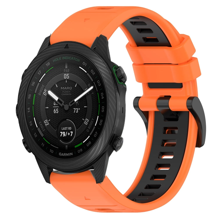 Compatible with Garmin MARQ Golfer 22mm Sports Two-Color Silicone Watch Band(Orange+Black) - free shipping - PMC TechLife - Order now!