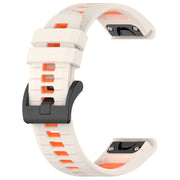 Compatible with Garmin MARQ Golfer 22mm Sports Two-Color Silicone Watch Band(Starlight+Orange)