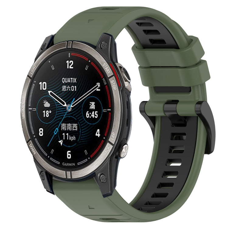 Compatible with Garmin Quatix 7 Pro 22mm Sports Two-Color Silicone Watch Band(Olive Green+Black) - free shipping - PMC TechLife - Order now!
