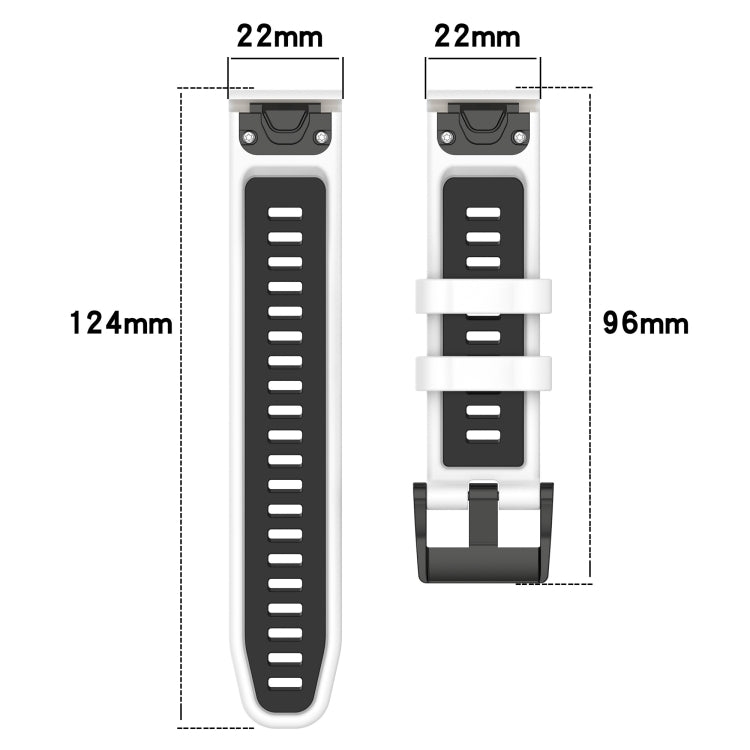 Compatible with Garmin Descent G1 Solar 22mm Sports Two-Color Silicone Watch Band(Black+Lime Green)