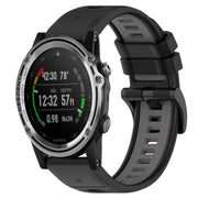 Compatible with Garmin Descent MK 1 26mm Sports Two-Color Silicone Watch Band(Black+Grey)