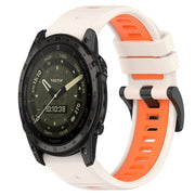 Compatible with Garmin Tactix 7 AMOLED 26mm Sports Two-Color Silicone Watch Band(Starlight+Orange)