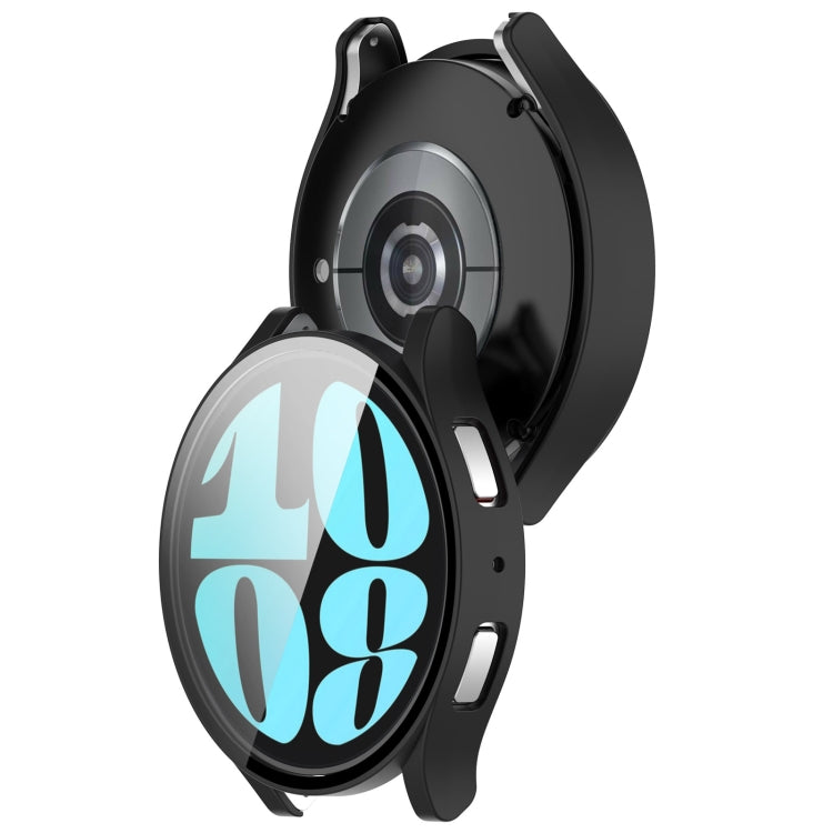 For Samsung Galaxy Watch6 40mm PC + Tempered Film Integrated Watch Protective Case(Black) - Watch Cases by PMC TechLife | Online Shopping South Africa | PMC TechLife | Buy Now Pay Later Mobicred