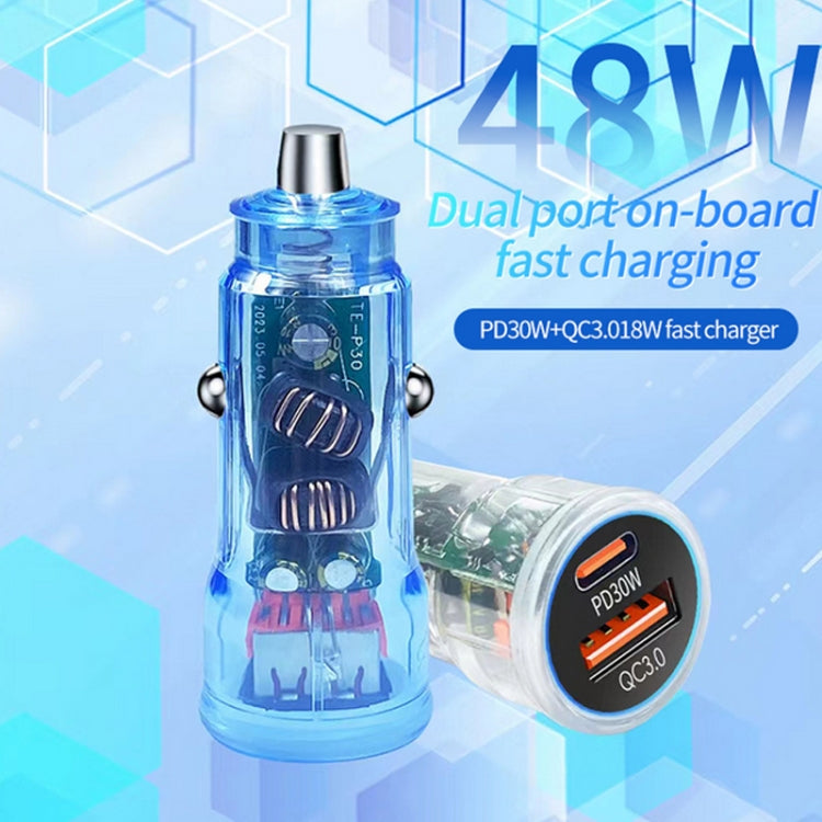 P35 48W PD30W+QC3.0 18W USB Transparent Car Quick Charge(Transparent) - Car Charger by PMC TechLife | Online Shopping South Africa | PMC TechLife