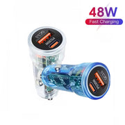 P35 48W PD30W+QC3.0 18W USB Transparent Car Quick Charge(Transparent Blue)