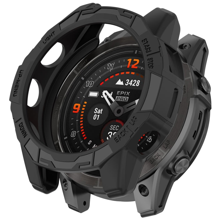 For Garmin Epix Pro 51mm / Fenix 7X / 7X Pro Armored TPU Half Wrapped Watch Protective Case(Black) - Watch Cases by PMC TechLife | Online Shopping South Africa | PMC TechLife | Buy Now Pay Later Mobicred