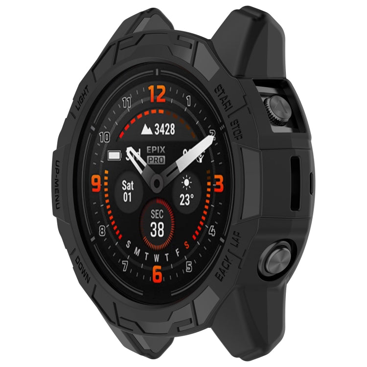 For Garmin Epix Pro 51mm / Fenix 7X / 7X Pro Armored TPU Half Wrapped Watch Protective Case(Black) - Watch Cases by PMC TechLife | Online Shopping South Africa | PMC TechLife | Buy Now Pay Later Mobicred
