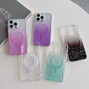 For iPhone 15 Pro Max Glitter MagSafe Hybrid Clear TPU Phone Case(Pink)