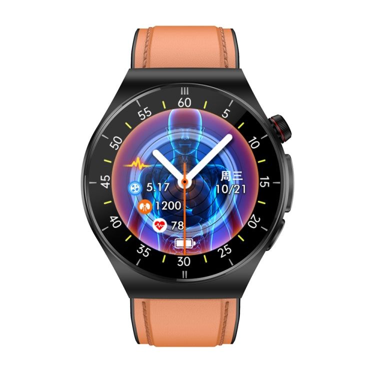 ET340 1.46 inch Color Screen Smart Leather Strap Watch,Support Blood Oxygen / Blood Glucose / Uric Acid Measurement / Blood Lipid Monitoring(Brown) - Smart Watches by PMC TechLife | Online Shopping South Africa | PMC TechLife | Buy Now Pay Later Mobicred