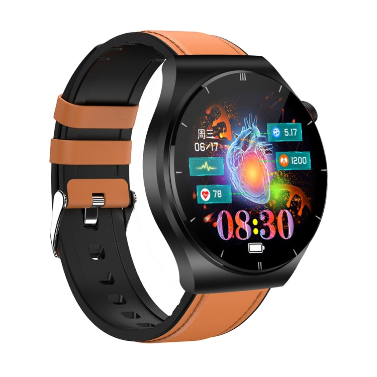 ET340 1.46 inch Color Screen Smart Leather Strap Watch,Support Blood Oxygen / Blood Glucose / Uric Acid Measurement / Blood Lipid Monitoring(Brown) - Smart Watches by PMC TechLife | Online Shopping South Africa | PMC TechLife | Buy Now Pay Later Mobicred
