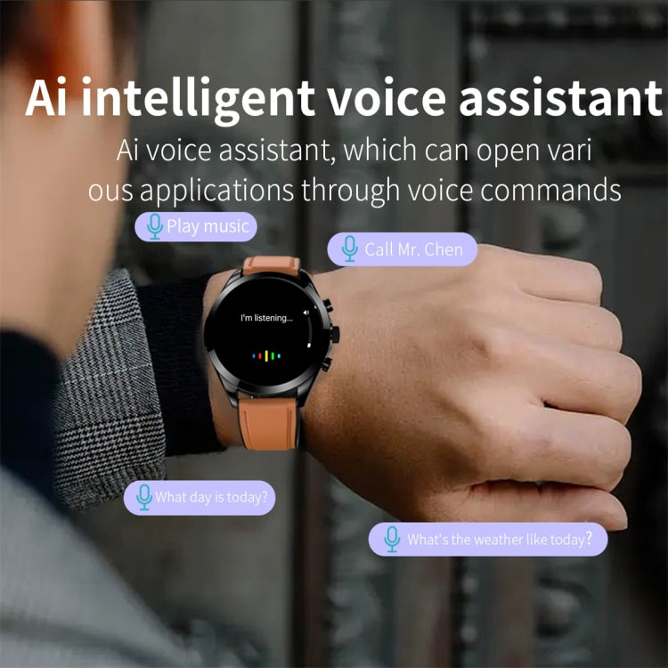 ET440 1.39 inch Color Screen Smart Leather Strap Watch,Support Heart Rate / Blood Pressure / Blood Oxygen / Blood Glucose Monitoring(Brown) - Smart Watches by PMC TechLife | Online Shopping South Africa | PMC TechLife | Buy Now Pay Later Mobicred
