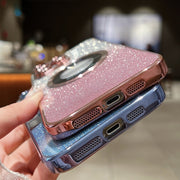 For iPhone 15 Plus Gradient Glitter Electroplating MagSafe TPU Phone Case(Green)