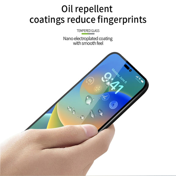 For iPhone 15 PINWUYO 9H 2.5D Full Screen Tempered Glass Film(Black)